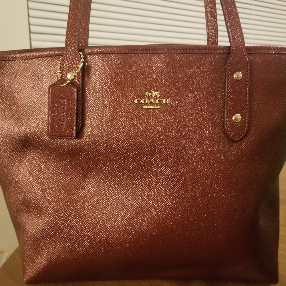 Coach Metallic Red medium tote - Picture 1 of 4